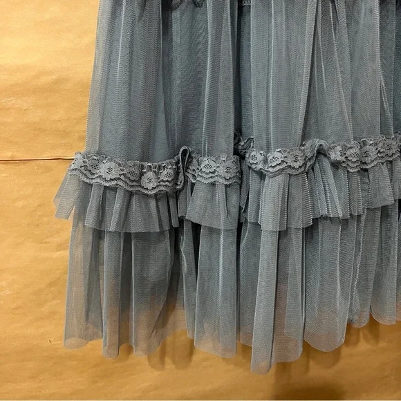 JessaKae | Harper Dress Embroidered Tulle Tiered Midi Dress Slate Blue Size XL - Picture 8 of 13